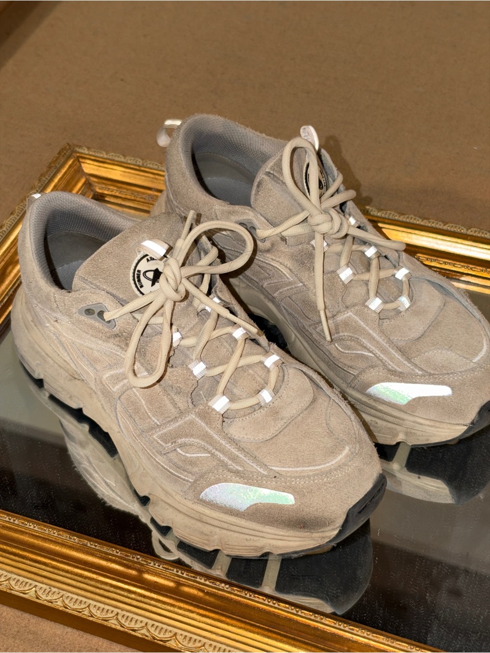 Axel Arigato Chunky Suede Sneaker in Gray/Beige